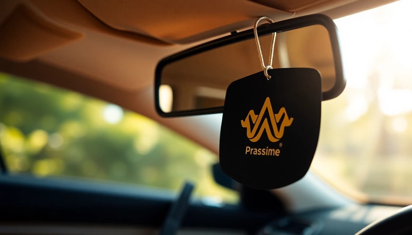 Gestalten Sie Ihren Duftbaum mit Logo für eine persönliche Note im Auto.