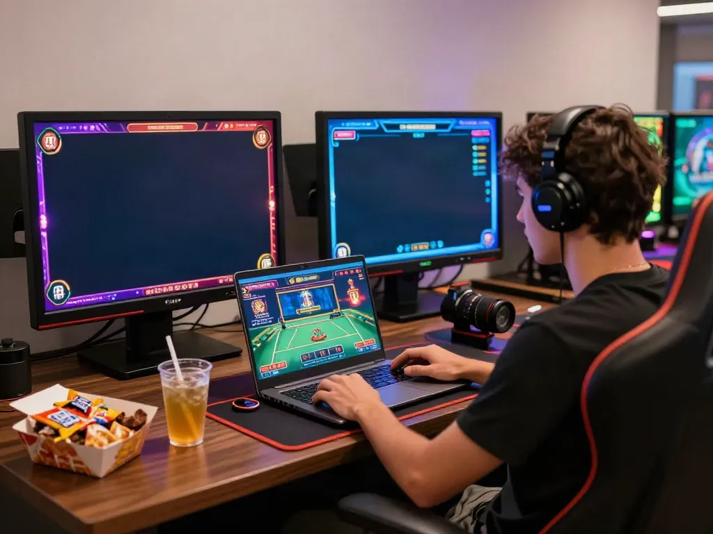 IWIN gaming session with vibrant lights, showcasing online casino experience.