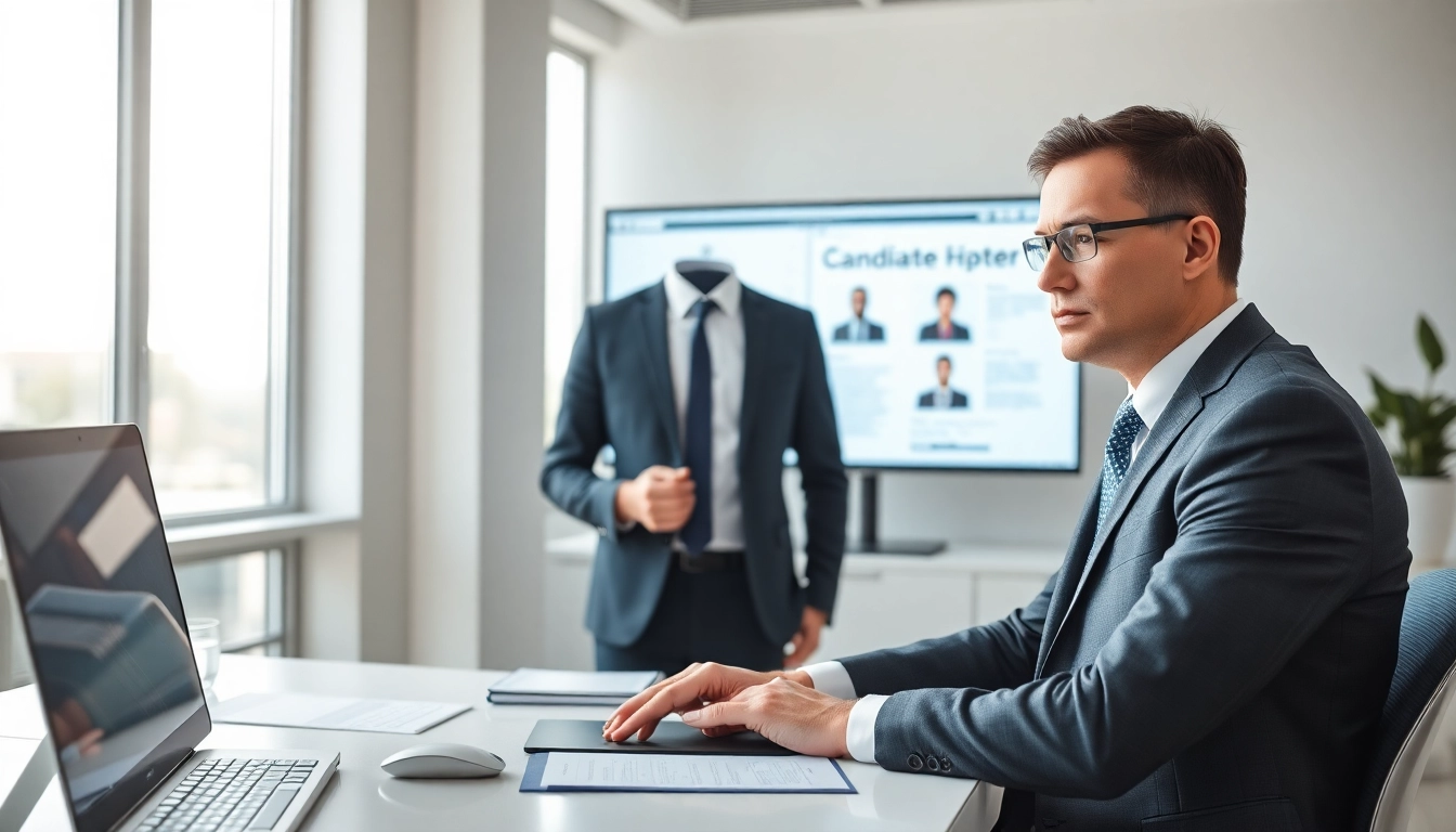 Headhunter Schweiz analysiert Kandidatenprofile in modernem Büro.