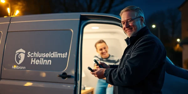 Zuverlässiger Schlüsseldienst Heilbronn hilft einem Kunden nachts