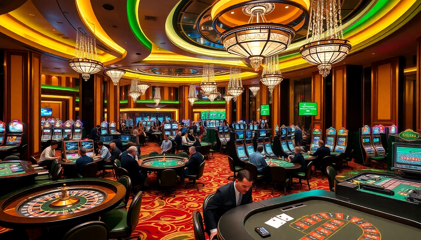 Players enjoying a thrilling night at the casino, exploring options on https://www.11jili7.com/ with vibrant tables and machines.